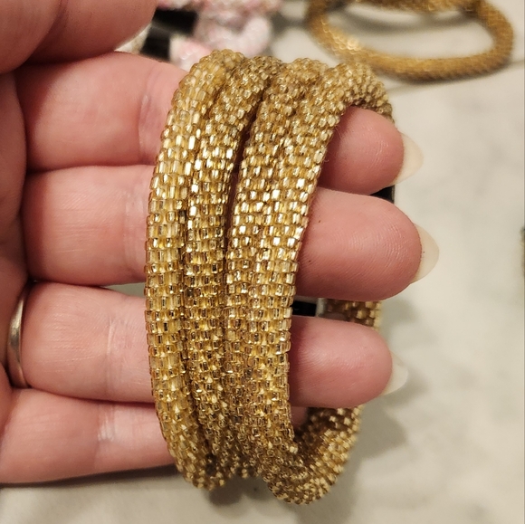 Lily and Laura Nepali Glass Crocheted Bracelets - Picture 7 of 13